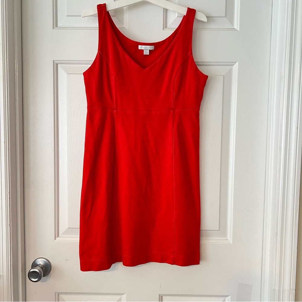 ❤️3/$15 New York & Company Coral Sleeveless V-Neck Midi Dress- XS